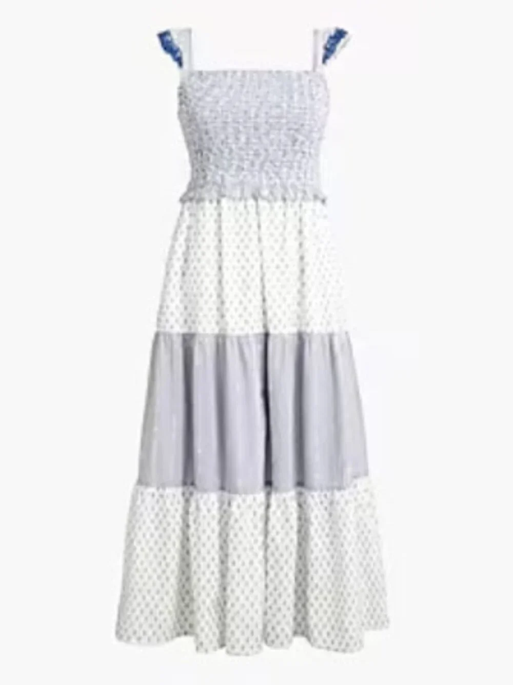 NWT J. Crew F Midi Smocked Clip-Dot Tiered Dress - Size Small - Picture 2 of 10
